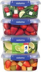 Sistema KLIP IT plus Leakproof Food Storage Containers | 1 L | Airtight, Stackable & Nestable Meal Prep Containers with Lids | School Lunch Boxes | 3 Count
