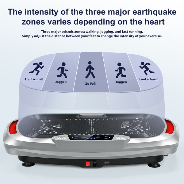 Smart Fat Elimination Vibration Plate | 300W Quiet Engine | 120 Speed Settings | Tension Rope | Silvery EU Standard | Fitness Support Vibration Device, Without Battery