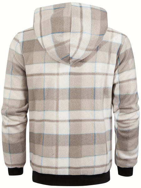 Men'S Heavyweight Fleece Hoodies Jacket - Full Zip Up Thick Sherpa Lined Flannel Plaid Shirt Jacket