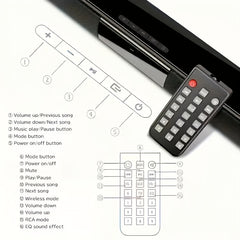 Multifunctional Soundbar Speaker System with 4 Built-in Subwoofers, Stereo Sound, AUX, TF, FM, Button Control, Passive Amplification, USB Charging, 36V Max, Infrared Wireless Technology for TV, Computer, Home Theater