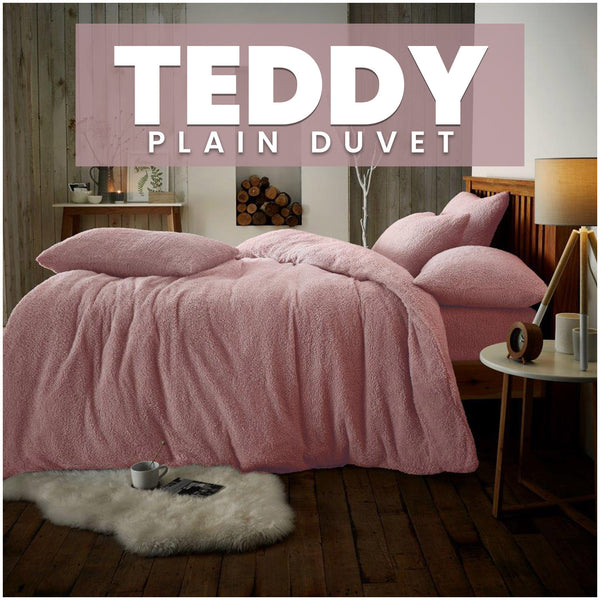 Teddy Bear Fleece Duvet Cover Set | Single Double King Size Bedding | Super Soft Plush Quilt Cover with Pillowcases | Warm Cosy Thermal Fluffy Set for Cold Nights | Easy Care & Durable Comfort | Luxury Teddy Fleece Bed Cover for Bedroom Warmth & Style | F