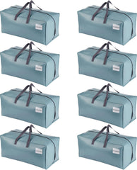VENO 8 Pack Moving Bags Heavy-Duty Extra Large W/Backpack Straps, Moving House Essentials, Strong Handles & Zips, Clothes Storage, Packing, Laundry Bags, Reusable and Sustainable (Blue, 8 Pack)