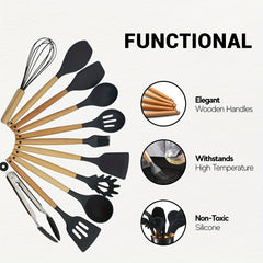 12 Silicone Kitchen Utensil Set, Non Stick Baking Cooking Utensils Cooking Spoon Tools