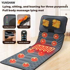 YUNSHAW Complete Body Massage Mat Featuring a Shiatsu Neck Massager, 3D Lumbar Support & Relaxation, Equipped with 10 Vibration Motors to Deeply Soothe Muscles, a Foldable Massage Mattress Suitable for The Neck, Back, Waist, Hips, And Legs, Making It an I
