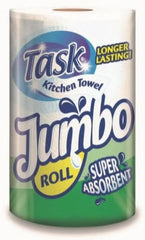 Task Kitchen Towel Super Absorbent Jumbo Rolls – 3X Jumbo Rolls – Ideal for Spills, Cleaning Windows and Messes All Around – All Purpose - Jumbo Size for Extra Use, White