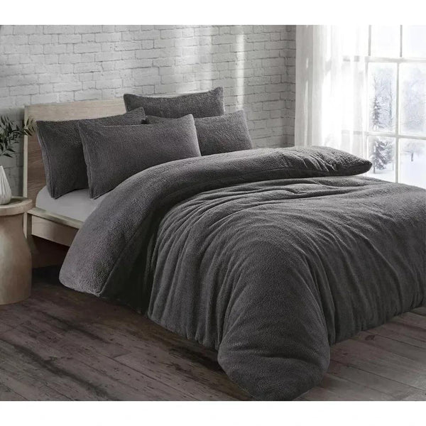 Teddy Fleece Duvet Cover with Pillow Case Thermal Warm Bedding Set