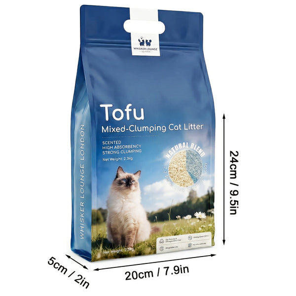 Multi-Buy Discounts, Premium Tofu Blended Cat Litter (2.3*1 Kg), Deodorizing Tofu Cat Litter - Clumping, Low Dust, Easy To Clean, Fast Clumping, Odor Control, Non-sticking, Flushable, Long-lasting.