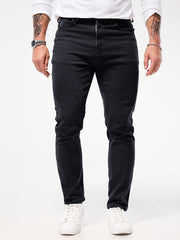Solid Color Jeans Men'S Slim Fit Straight Leg Easy Versatile Casual Wear Long Pants Men'S Fashion