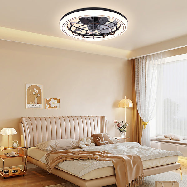 49Cm Modern Ceiling Fan with Light - Smart 3-Color Temperature Adjustment, Low Profile Flush Mount, Remote Control, 6-Speed Settings for Living Room, Bedroom, Home Office
