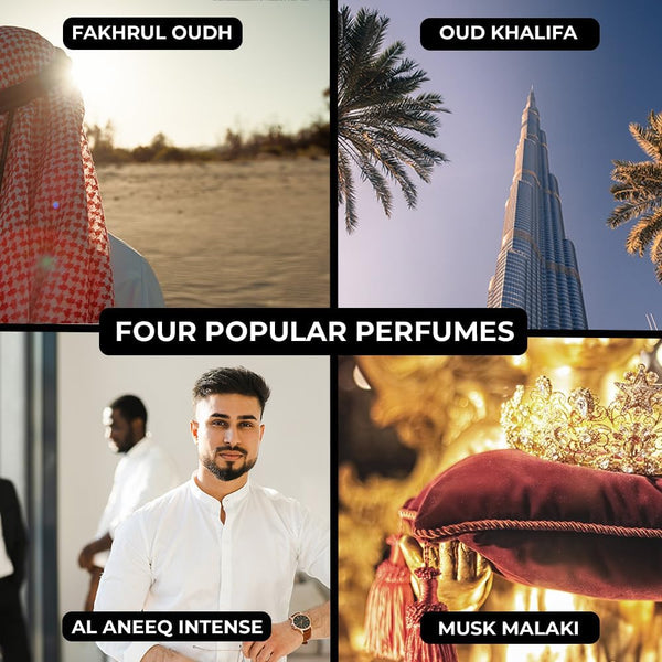 Al Aneeq Luxury Mens Perfume Oil Gift Set, 4 X 12Ml Fine Fragrance for Men