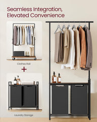 VASAGLE Laundry Basket, Laundry Hamper with 4 Pull-Out and Removable Laundry Bags, 2 Shelves, 4 X 40 L, for Laundry Room, Rustic Brown and Black BLH214B01