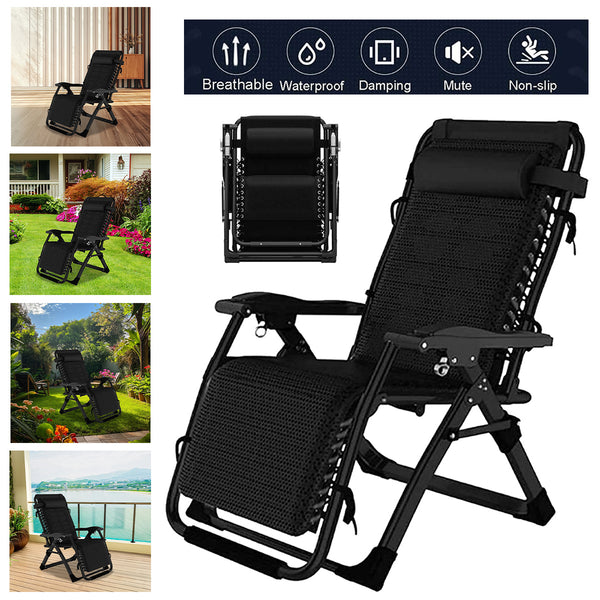 NEW Zero Gravity Chair Reclining Sun Lounger Outdoor Garden Folding Adjustable