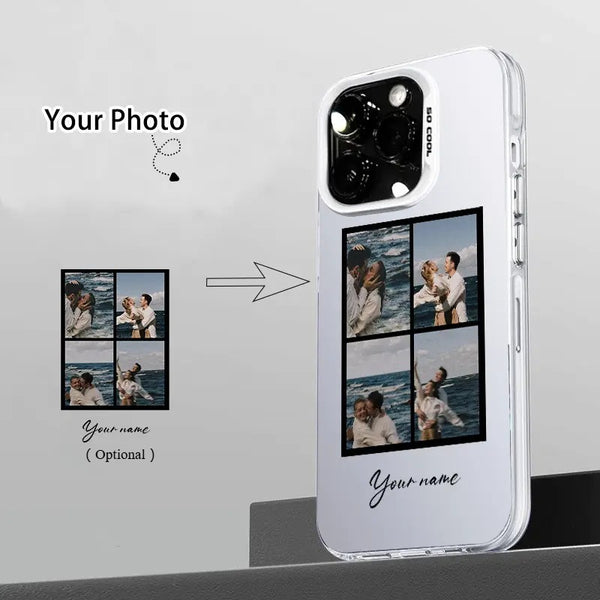 Phone Case: Custom Phone Case - Photo Grid (4-Slot) Design with Black Border, Personalized for iPhone 17/ 16/ 15/ 14/ 13/ 12/ 11 Pro Max/ Pro/ Plus, Perfect Creative Gift for Birthdays, Valentine's Day. iPhone 17 Pro Max Case, iPhone 16 Pro Max Case
