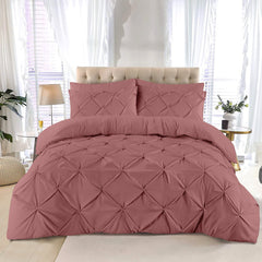 K&A® Pintuck Pinch Pleat Duvet Cover Set with Zipper Closure including Pillowcase – Ultrasoft Brushed Microfiber – Easy Care & Machine Washable