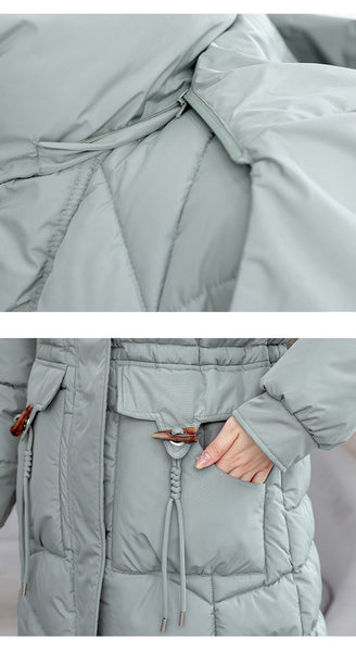 Women's Winter Coat - Thickened Warm Mid-Length Jacket with Front Zipper Closure, Waist-Hugging Fit, Side Pockets - Elegant Cold Weather Outerwear for Everyday & Formal Events - Ladies Winter Coats, Durable Warmth