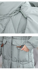Women's Winter Coat - Thickened Warm Mid-Length Jacket with Front Zipper Closure, Waist-Hugging Fit, Side Pockets - Elegant Cold Weather Outerwear for Everyday & Formal Events - Ladies Winter Coats, Durable Warmth