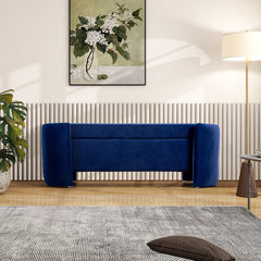 1pc, Blue Velvet Upholstered Storage Bench, Ottoman Storage Box with Seating, Modern Upholstered End of Bed Stool Chair Bench for Bedroom Entryway, Living Room Decor