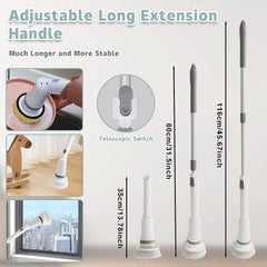 Electric Cleaning Brush, Cordless Spin Scrubber With 6 Interchangeable Brush Heads, Adjustable Telescopic Rods 35-116 Cm, 2 Rotation Speeds, For Bathroom, Kitchen, Tiles, Floor