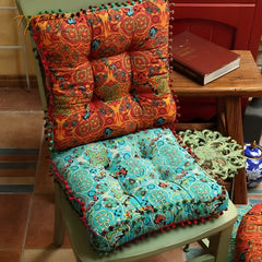 1PC Blue Tatami Square Cushion Cushion, Essential for Office and Study, Thick Cushion for Home Use | Recliner Cushion, with Bohemian Style, Size 42 * 42 * 7 Cm