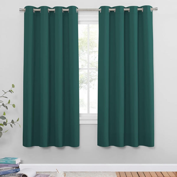 PONY DANCE Grey Blackout Thermal Insulated Curtains for Bedroom, 46 X 54 Inch Short Eyelet Curtains & Drapes, Soft Black Out 2 Panels for Window Living Room/Kitchen