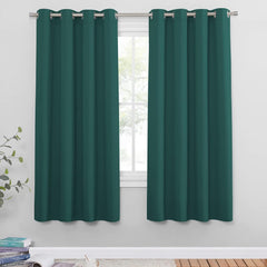 PONY DANCE Grey Blackout Thermal Insulated Curtains for Bedroom, 46 X 54 Inch Short Eyelet Curtains & Drapes, Soft Black Out 2 Panels for Window Living Room/Kitchen