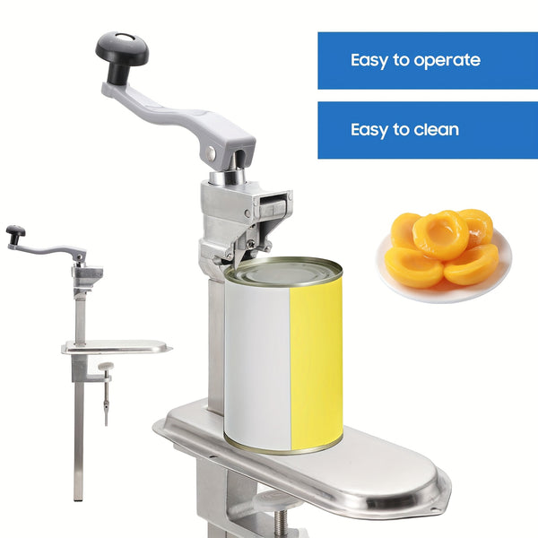 Bench Can Opener, Heavy Duty Tin Opener, Stainless Steel Desktop Can Opener for Commercial Kitchen Hotel Food Factory, Silvery
