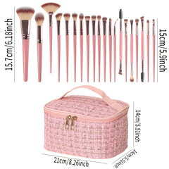 Popular Choice 20/21/40pcs of pink makeup kit, the set includes a multi-size soft brush, a variety of makeup eggs, a portable large-capacity travel makeup bag, and a full set of pink 2025 Internet celebrity makeup brushes