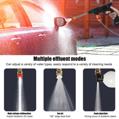 1500W Portable Cordless High Pressure Electric Car Wash - Equipped with 6-In-1 Nozzle, Handheld Car Wash Gun, for Car Wash/Home/Floor/Garden Cleaning, Includes 2 X 6000Mah Batteries