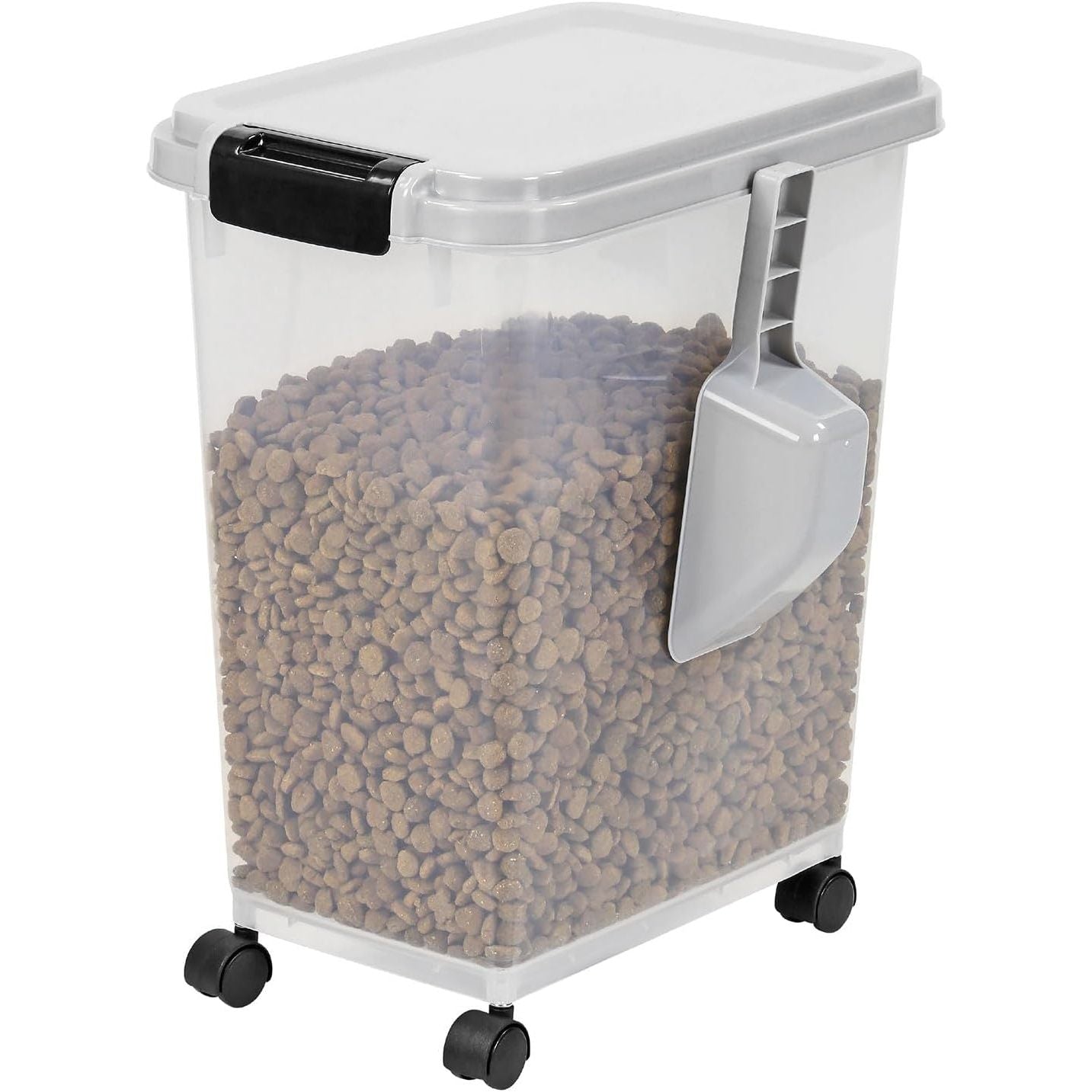 20 Litre Airtight Pet Food Storage Container With Plastic Measuring Scoop Treats For Pet Dog Cat Animal Dry Food Dispenser With Casters, Grey