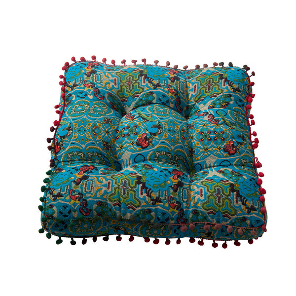 1PC Blue Tatami Square Cushion Cushion, Essential for Office and Study, Thick Cushion for Home Use | Recliner Cushion, with Bohemian Style, Size 42 * 42 * 7 Cm