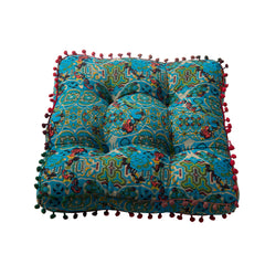 1PC Blue Tatami Square Cushion Cushion, Essential for Office and Study, Thick Cushion for Home Use | Recliner Cushion, with Bohemian Style, Size 42 * 42 * 7 Cm