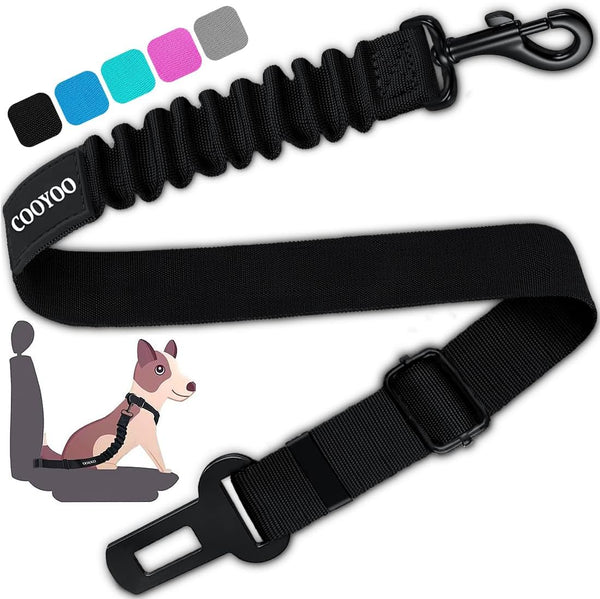 COOYOO Dog Seat Belt,3 Piece Set Retractable Dog Car Harness Adjustable Dog Seat Belt for Vehicle Nylon Pet Safety Seat Belts Heavy Duty & Elastic