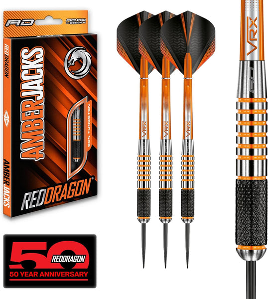 RED DRAGON Amberjack Series Darts Set with Flights and Shafts (Stems)