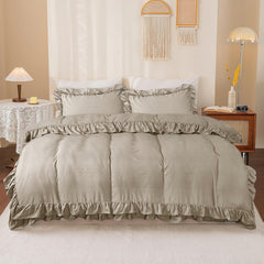 3-Piece Ruffle Frilled Duvet Cover Set – Soft, Comfortable Bedding with Pillowcases, Button Closure, Elegant Layered Design