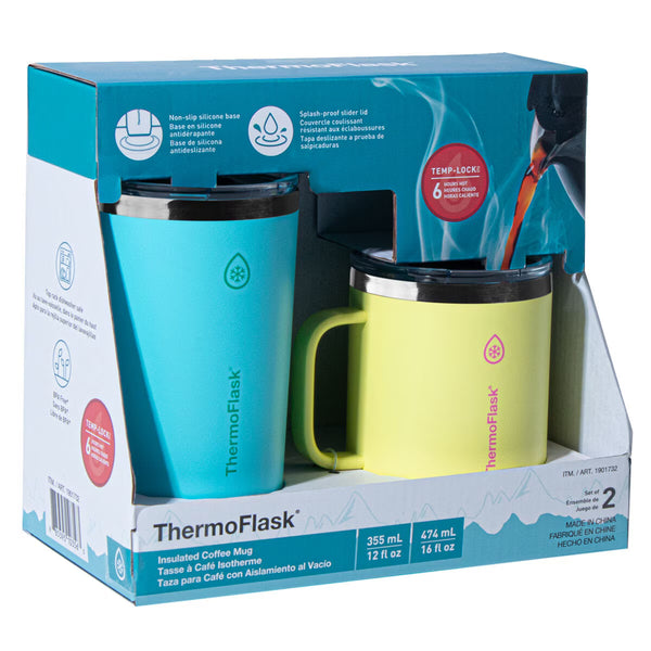 Thermoflask Coffee and Mug Set in Blue & Yellow