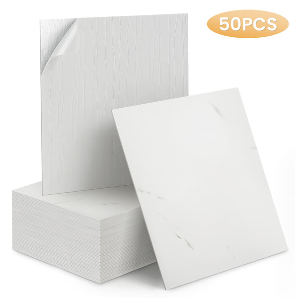 50pcs of 3D Marble Wall Tile Wallpaper, Self-Adhesive Foam Wall Panels, Perfect for Home Decor Wall Stickers. They Are Easy to Peel, Stick, Clean, And Cut, Making Them Ideal for Renovating Bathrooms