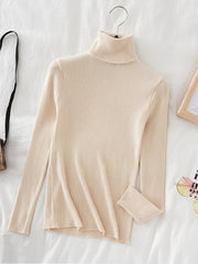 3pcs Women's Solid Color High Neck Turtle Neck Sweaters - Long Sleeve Office Wear, Soft Stretchable Winter Pullover, Suit Top, Machine Washable for or Semi-Formal Attire