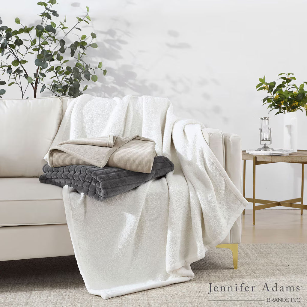 Jennifer Adams Luxe Reversible Throw Collection 152 X 178 Cm, in 3 Styles