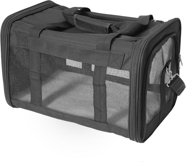 Foldable Pet Carrier Backpack with Adjustable Shoulder Strap, Dog Transport Box for Medium Small Dogs Cats, Load Capacity 3-6 kg, Travel Carrier, Black