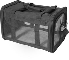 Foldable Pet Carrier Backpack with Adjustable Shoulder Strap, Dog Transport Box for Medium Small Dogs Cats, Load Capacity 3-6 kg, Travel Carrier, Black