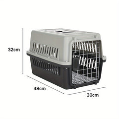Dog Cat Puppy Rabbit Pet Carrier, Plastic Dog/Cat Crate Portable Travelling Pet Kennel for Dogs, 48*32*30cm, Grey