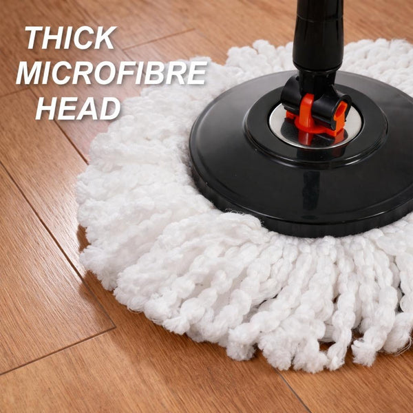 360° Spin Mop & Bucket Set with Wringer 2 Microfiber Heads Extendable Stainless Steel Handle Easy Clean Floor Mop for Home Kitchen Bathroom