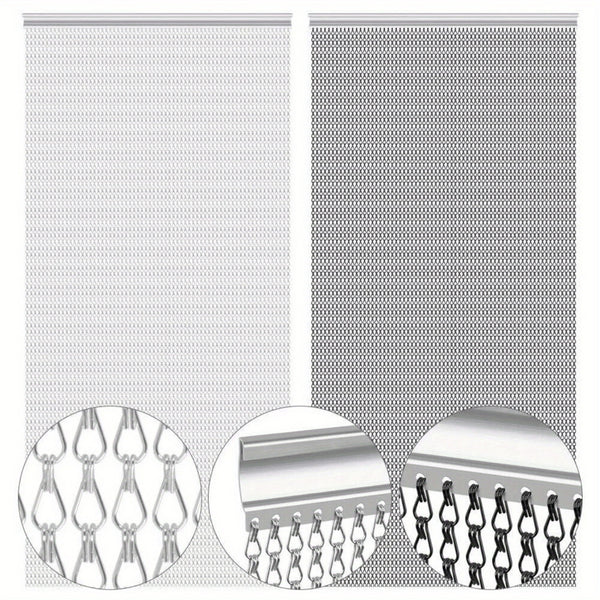 Aluminium Door Fly Screen Metal Chain Curtain Blind Insect Blinds 214cm *90cm
