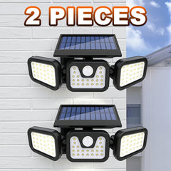 2-Pack Solar Wall Lights with 74 LEDs, 270° Wide Angle Motion Sensor Outdoor Security Light, 3 Lighting Modes, Waterproof Solar Powered Floodlight for Garage, Yard, Pathway, Front Door