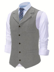 Men'S Vest Retro Fashion Groom Wedding Party Vest Men'S Herringbone Casual Business Waistcoat