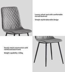 mcc direct Set of 2 Designer Velvet Chairs Fabric Dining Chairs with Metal Legs-Lexi Chairs