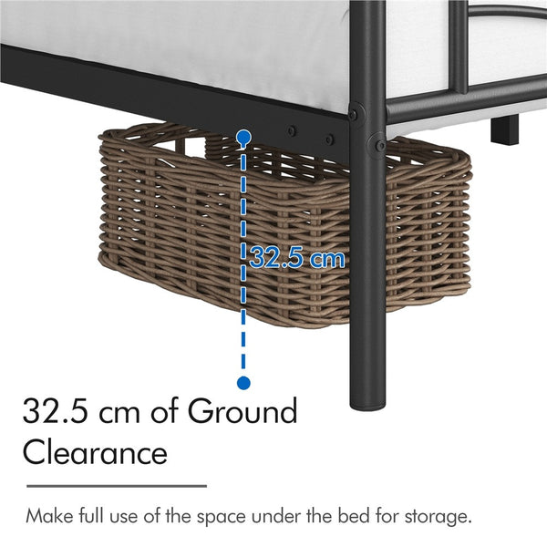 Costoffs Metal-Framed Bed, Metal-Framed Bed Base with Storage, Metal Platform Bed Frame with Headboard and Metal Bed Slats, Easy Assembly Bed, Single/Double/ Size Metal Bed Frame, Bed Foundation