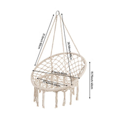 Courtyard Woven Hanging Basket, Hanging Cotton Rope Iron Ring Hanging Chair, Balcony Rocking Chair, Suitable for Indoor, Outdoor, Home, Balcony, Courtyard, Garden, Maximum Load Capacity: 200kg, Material: Iron Ring, Cotton Rope (No Include Cushion)