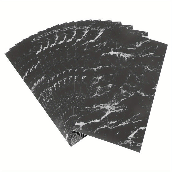 10pcs/ 12pcs Marble Pattern Self-Adhesive Wallpaper - White/ Grey/ Black (Length: 59.99 cm), Self-Adhesive PVC Wallpaper for Indoor and Kitchen Decor, Durable and Easy to Adhere, Lightweight Marble Pattern, Fashionable Accents | Self-Adhesive Wall S