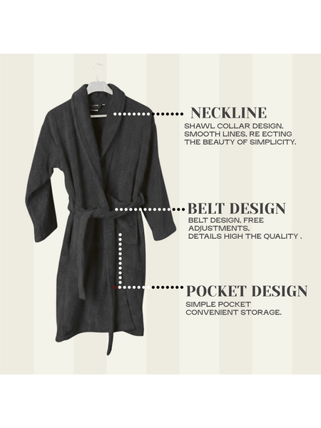 Mens and Ladies Shawl Collar Bathrobe 100% Egyptian Cotton Unisex Shawl Collar Dressing Gown Terry Towelling Bathrobe One Size